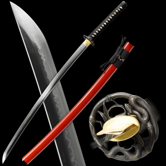 Real Katana  Handmade Real Japanese Katana Sword T10 Folded Clay Tempered  Steel Real Hamon - TrueKatana
