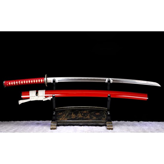 Traditional Japanese Samurai Katana Swords Clay Tempered Kobuse Folded Steel Blade