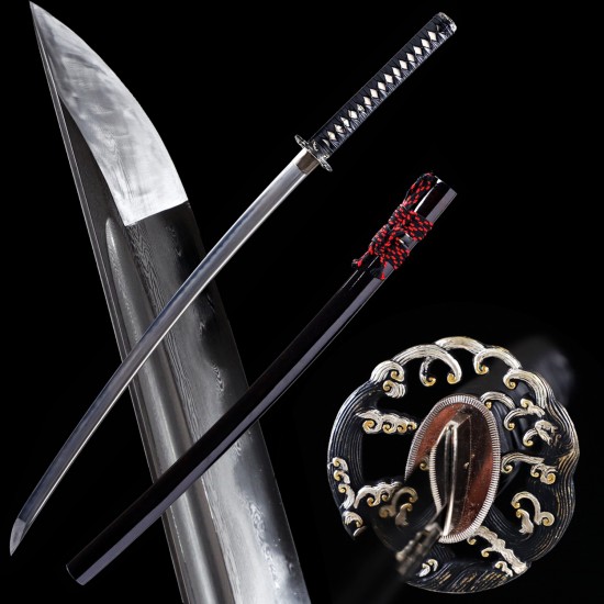 Handmade Japanese Samurai Sword Katana Folded Steel Red Blade Sharp Full  Tang